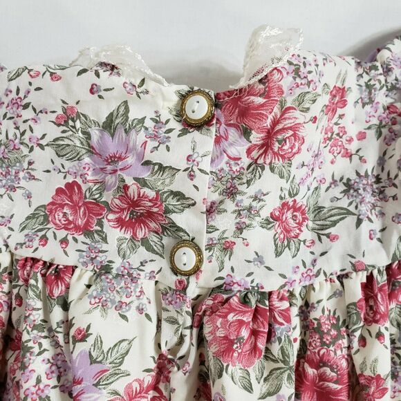 Vtg Nursery Rhyme Girls 6-12 Mths Party Dress Floral Lined Bow Lace Multicolor - Picture 7 of 11
